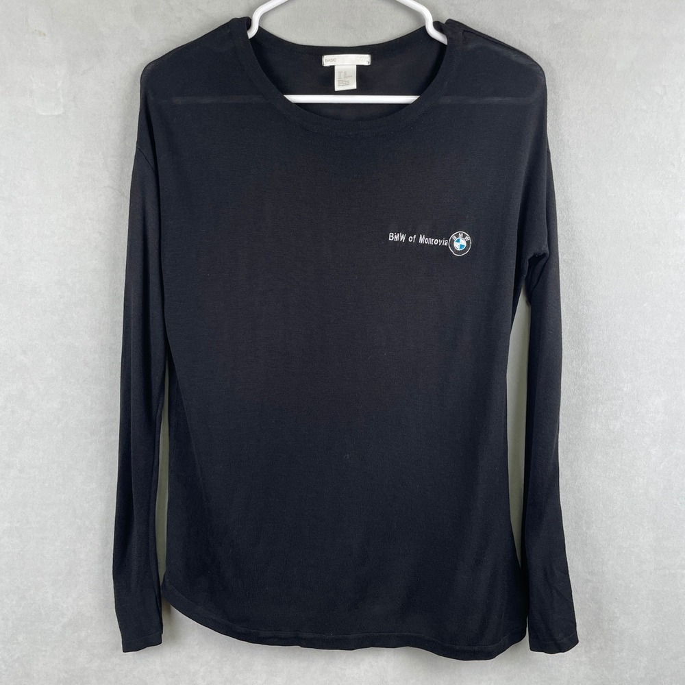 H&M Basic BMW of Monrovia Embroidered Long Sleeve Sweater Top Black Racing XS